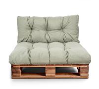 Best Wool Ensemble de Coussins pour palettes - Coussin d’Assise pour palettes Europe rempli de Mousse granulaire Poulirette - Comprend Une Assise 120x80 cm et Un Dossier 120x40 cm