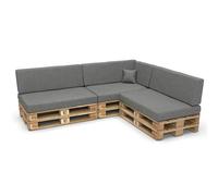 Best Wool Lot de 8 coussins pour palettes européennes, résistants aux intempéries - 3 coussins d'assise de 120 x 80 cm, 3 coussins de dossier 120 x 40 cm + coussins latéraux 60 x 40 cm + coussins