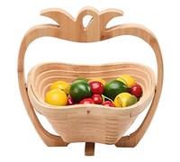 BestAlice Corbeille à Fruits Panier Cadeau de Fruits Secs Plateau en Bois pour Aliments Bonbons Se Transforme en Panier Corbeille à Fruits Pliable pour Noël Anniversaire Anniversaire Fête(Ananas)