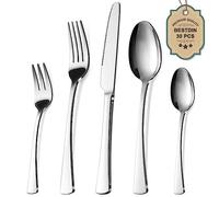 Bestdin set de couverts 6 personnes, 30 pièces set de couverts avec couteau fourchette cuillère, couverts de table en acier inoxydable de haute qualité, va au lave-vaisselle.