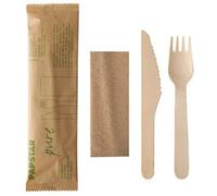 Besteckset Pure 88229 Holz Papierbeutel 50 St./pack. - Papstar