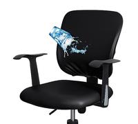 Bestenrose Lot de 2 housses de chaise de bureau - En cuir synthétique - Imperméables - Extensible - Pour chaise d'ordinateur - Noir