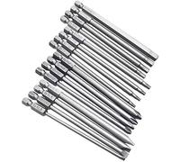 Bestgle 16pcs 1/4" Hex Shank 100mm/4 Inch Long Magnetic Screwdriver Bits Set, Hex Head Allen Wrench, Torx Security, Cross Phillips & Flat Head Slotted Tip Bit