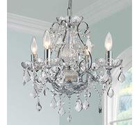 BESTIER Moderne Chrome Pendentif Lustre Éclairage En Cristal Plafonnier Lampe pour Salle À Manger Salle De Bains Chambre Salon 4 Ampoules E14 Requises D51cm x H45cm
