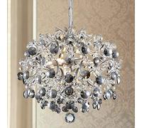 BESTIER Moderne Pendentif Lustre Cristal Goutte De Pluie Éclairage Plafonnier Lampe pour Salle À Manger Salle De Bains Chambre Salon 5 Ampoules G9 Requis Diamètre 40 cm Hauteur 45 cm
