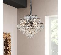 BESTIER Noir Moderne Pendentif Lustre Cristal Raindrop Éclairage Plafonnier Lampe pour Salle à manger Salle de bain Chambre à coucher Salon 4 G9 Ampoules Requises D28cm x H30cm