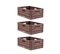 Bestlivings Boîte Pliable 40x30x16,3cm 16L - Lot de 3 Plastique | Caisse pliable en plastique robuste, panier - pliable & empilable - idéal pour cuisine, cave, courses & déplacements