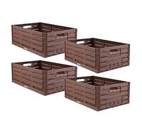 Bestlivings Boîte Pliable 60x40x21,8cm 45L - Lot de 4 Plastique | Caisse pliable en plastique robuste, panier - pliable & empilable - idéal pour cuisine, cave, courses & déplacements