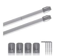 Bestlivings Lot de 2 tringles à rideaux sans perçage, 110-150 cm, argent | Tringle à rideaux extensible en continu avec crochets adhésifs, en métal robuste, ovale plate Ø 10 mm