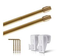 Bestlivings Lot de 2 tringles à rideaux sans perçage - 40-60 cm - Aspect | Tringle à rideaux extensible en continu avec supports de serrage, en métal robuste, ovale plate Ø 10 mm