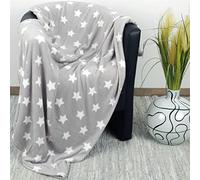 Bestlivings Plaid XXL (180 x 220 cm) - Gris clair - Couverture moelleuse en microfibre avec motif étoilé - Grande couverture douce à câliner