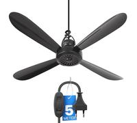 Bestlivings Ventilateur de plafond portable à suspendre, silencieux env. 25 dB, moteur 5 W basse consommation, Ø 40 cm, prise EU 220-240 V, crochet de suspension, câble 5 m avec interrupteur ON/OFF