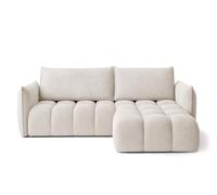 Bestmobilier - Ambroise - Canapé d'angle Droit 4 Places Convertible avec Coffre en Velours texturé, Beige