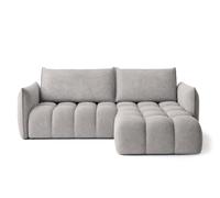 Bestmobilier - Ambroise - Canapé d'angle Droit 4 Places Convertible avec Coffre en Velours texturé, Gris Clair