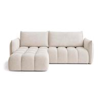 Bestmobilier - Ambroise - Canapé d'angle Gauche 4 Places Convertible avec Coffre en Velours texturé, Beige