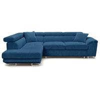 Best mobilier Canapé d'angle gauche Baoji 5 places convertible têtières coffre velours côtelé Bleu