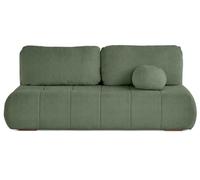 Best Mobilier Canapé 3 places convertible Bowie – coffre, coussin rond, tissu texturé – Vert