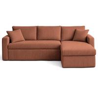 Bestmobilier Canapé d'angle Convertible avec Coffre Réversible Cyrus Canapé Velours cotelé - Canapé Lit - Sofa Terracotta 4 Places - Angle Droit - ou Gauche - Salon