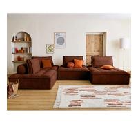 Marisol - canapé panoramique modulable 7 places - velours texturé - Terracotta