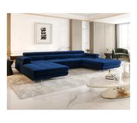 Bestmobilier Canapé panoramique Ayden - Bleu