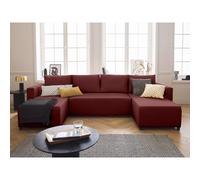 Bestmobilier Canapé panoramique convertible - Rouge