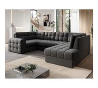 Bestmobilier Canapé panoramique d'angle gauche convertible - Gris