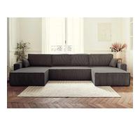 Bestmobilier Canapé panoramique Dellia - Gris foncé