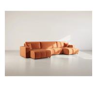Bestmobilier Canapé panoramique Nicole convertible 7 places - Rouille