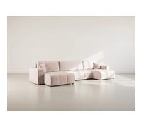 Bestmobilier Canapé panoramique Nicole convertible - Taupe