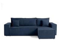 Bestmobilier Cezanne - canapé d'angle réversible - 4 Places - Convertible avec Coffre - en Velours côtelé