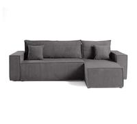 Bestmobilier Cezanne - canapé d'angle réversible - 4 Places - Convertible avec Coffre - en Velours côtelé