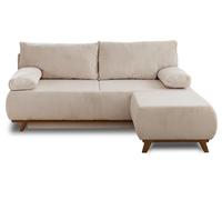 Best mobilier - Canapé 3 places Cristal convertible en velours côtelé avec coffre et pouf Beige