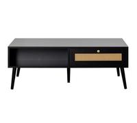 Bestmobilier Goto - Table Basse - Noir et cannage - 110 cm