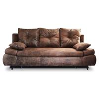 Bestmobilier Larson Canapé Vintage Convertible en Microfibre - Canapé Lit - Sofa Marron 3 Places - Canapé Chesterfield - Salon Industriel/Vintage/Rétro