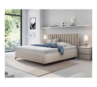 Bestmobilier Lit Coffre Mendoza - 160x200 cm, Beige