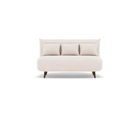 Lumi Banquette convertible clic clac 2 places, velours côtelé | Beige, couchage quotidien, petit canapé convertible design pour salon, chambre ou studio