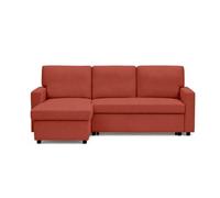 Bestmobilier Meiya Canapé d’Angle Convertible 4 Places - Tissu | Canapé Réversible, avec Coffre de Rangement, Méridienne Modulable Gauche/Droite, Couchage 2 Places, Terracotta