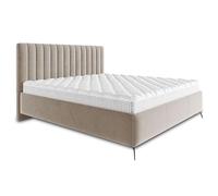 Bestmobilier Lit Coffre Mendoza - 160x200 cm, Beige