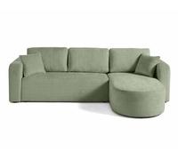 Best mobilier – Canapé d'angle réversible Miro 4 places convertible avec coffre velours Vert sauge