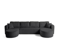 Best mobilier - Canapé panoramique en U Miro convertible avec coffre en velours texturé Gris foncé