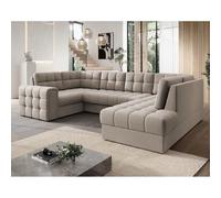 Bestmobilier Nappa canapé panoramique convertible - Beige