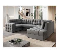 Bestmobilier Nappa canapé panoramique d'angle gauche - Gris clair