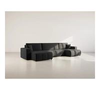 Bestmobilier Nicole canapé panoramique U convertible - Anthracite