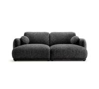 Pietro - Canapé droit 3 places en tissu texturé - Gris Anthracite