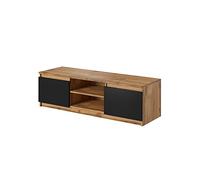 Robin - meuble TV - 120 cm - style industriel - Noir / Bois