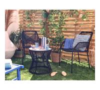 Best Mobilier Zambra - salon bas de jardin 2 places + table mosaïque - en corde et métal - noir , Noir