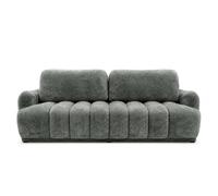 Silvia - Canapé droit 3 places convertible avec coffre - en tissu bouclette - Gris