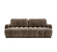 Silvia - Canapé droit 3 places convertible avec coffre - en tissu bouclette - Marron
