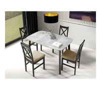 Bestmobilier Table à manger extensible - Gris et noir