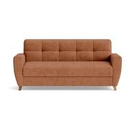 Bestmobilier - Thibault - Canapé lit 3 Places Convertible Express Couchage Quotidien 140 cm Matelas 14 cm en Velours texturé, Terracotta